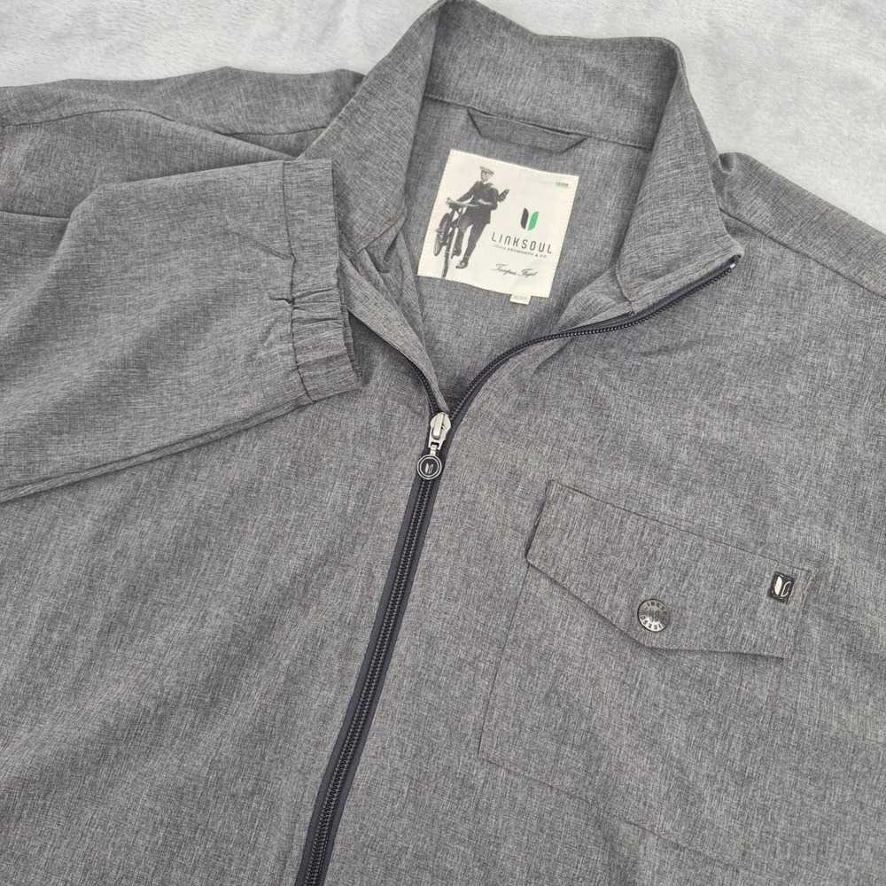 Linksoul Mens Full Zip Golf Windbreaker Jacket Grey‎ XXL Stretch 2XL Lightweight